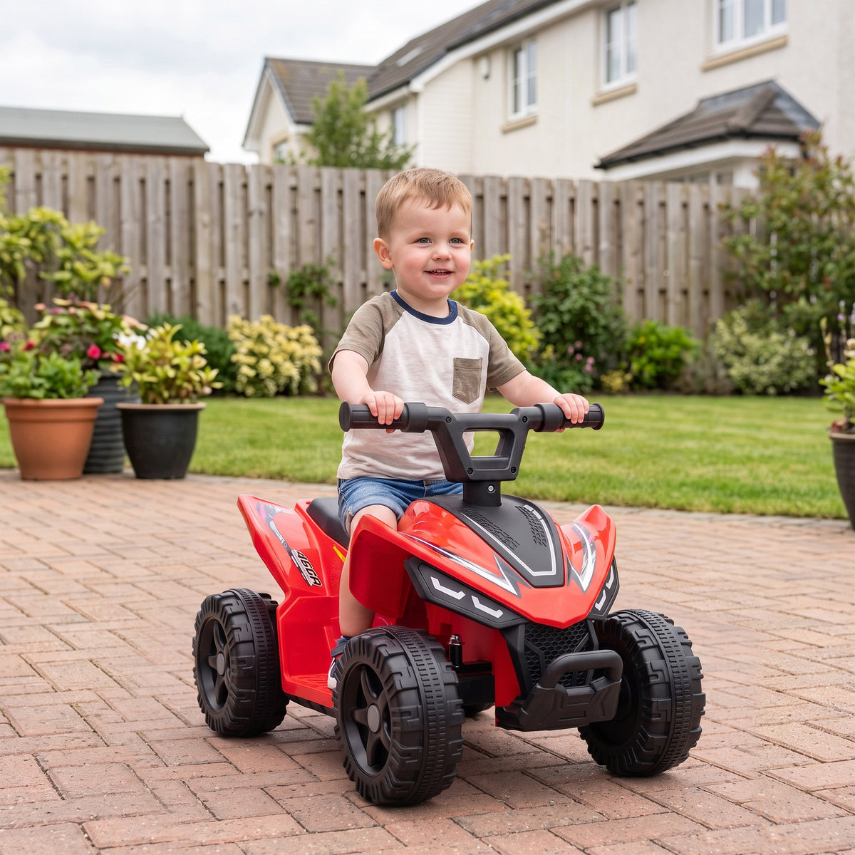 6V Kids ATV, 4 Wheels Kids Quad with Button Control, 45Mins Runtime, Max 1.2MPH, Max 55lbs Load for 18-48 M-Toys & Games > Baby & Toddler Toys > Electric Ride-On Toys > Electric Toy Cars-DECOROLALA