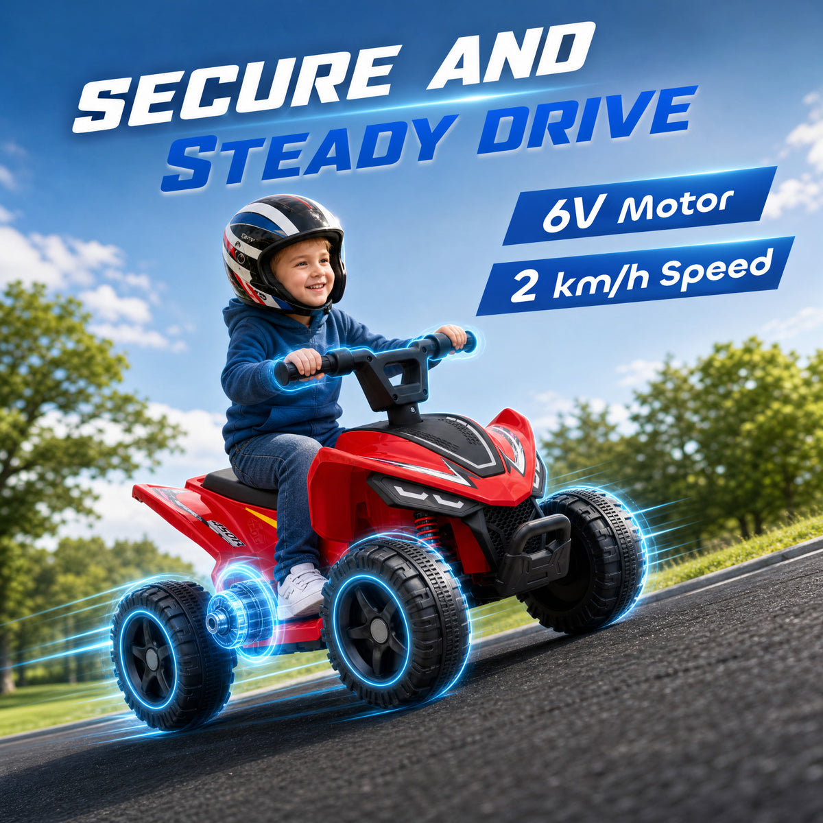 6V Kids ATV, 4 Wheels Kids Quad with Button Control, 45Mins Runtime, Max 1.2MPH, Max 55lbs Load for 18-48 M-Toys & Games > Baby & Toddler Toys > Electric Ride-On Toys > Electric Toy Cars-DECOROLALA