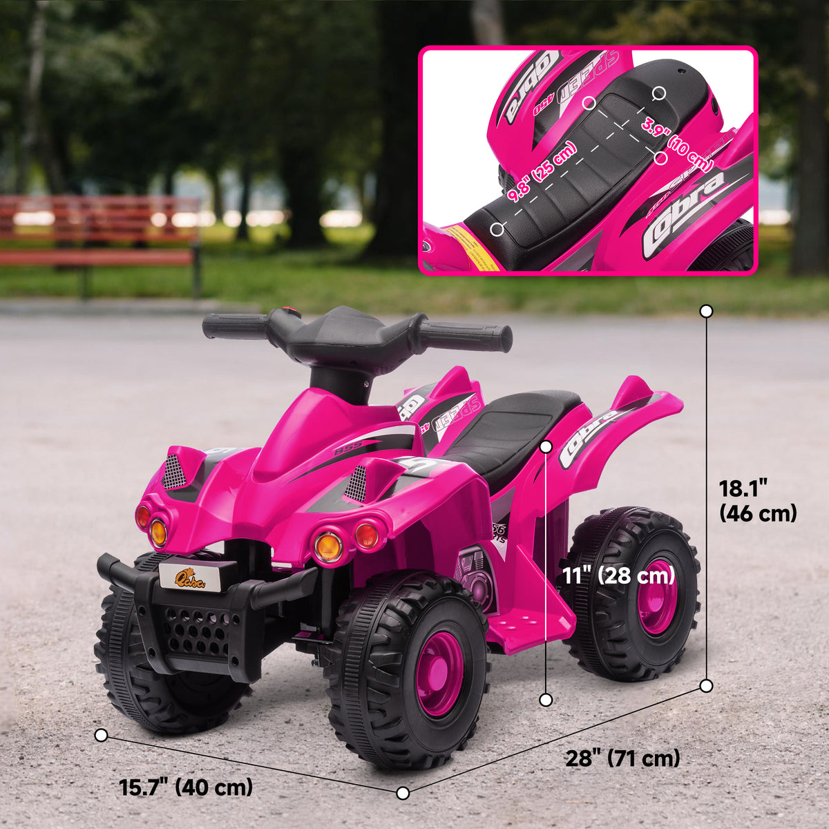 6V Kids ATV Quad w/ Music, Forward, for 2-6 Years, Pink-Toys & Games > Baby & Toddler Toys > Electric Ride-On Toys > Electric Toy Cars-DECOROLALA