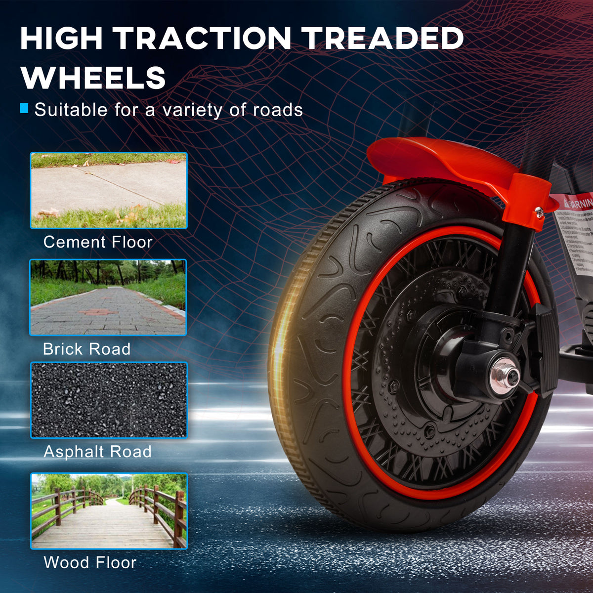 6V Kids Motorcycle with Training Wheels, Foot Pedal, Headlight, Forward/Reverse, Single-Button Start-Toys & Games > Baby & Toddler Toys > Electric Ride-On Toys > Electric Motorcycles-DECOROLALA