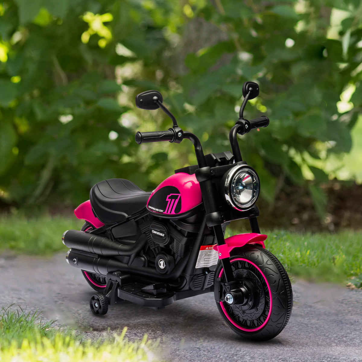 6V Kids Motorcycle with Training Wheels, Foot Pedal, Headlight, Forward/Reverse, Single-Button Start-Toys & Games > Baby & Toddler Toys > Electric Ride-On Toys > Electric Motorcycles-DECOROLALA