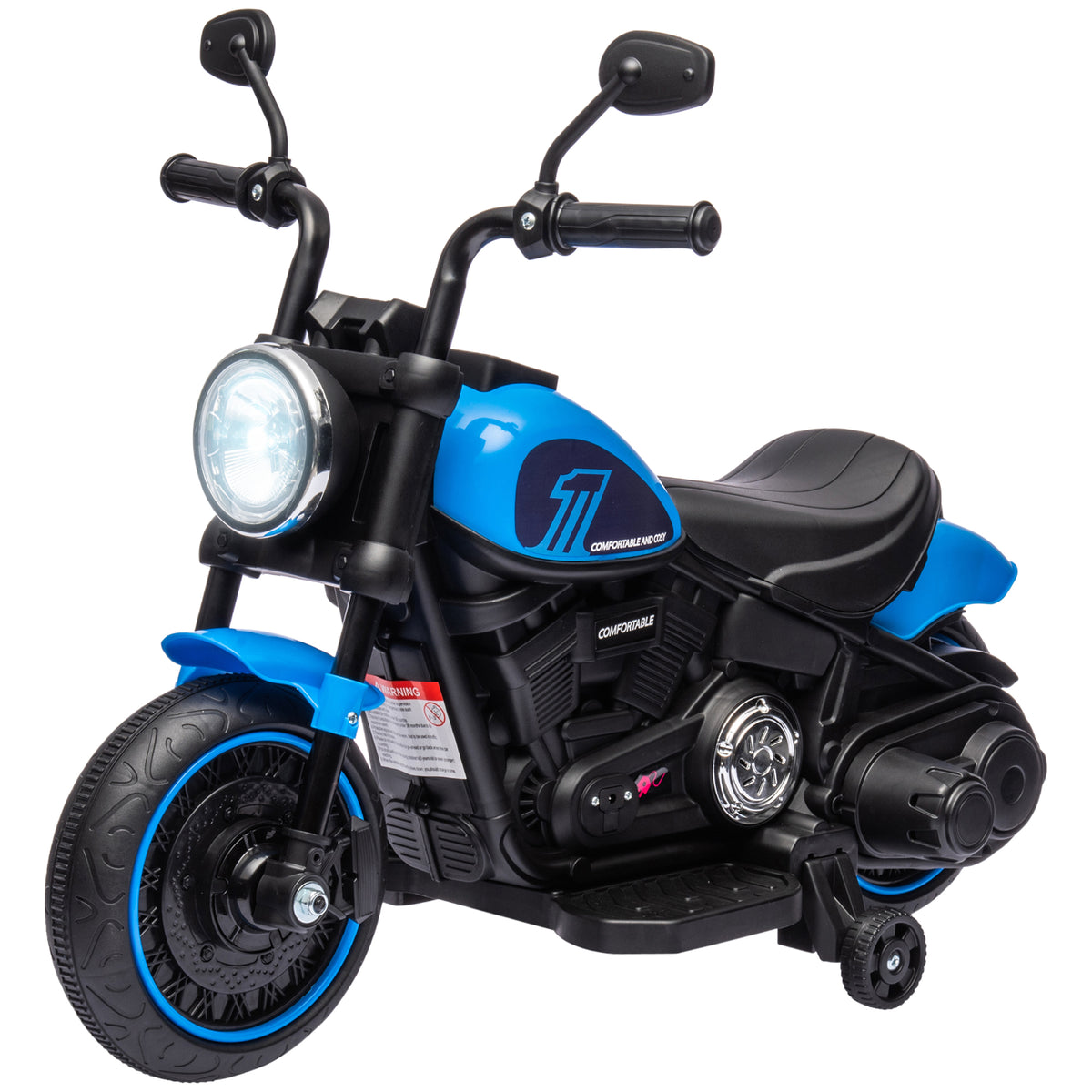 6V Kids Motorcycle with Training Wheels, Foot Pedal, Headlight, Forward/Reverse, Single-Button Start-Toys & Games > Baby & Toddler Toys > Electric Ride-On Toys > Electric Motorcycles-DECOROLALA