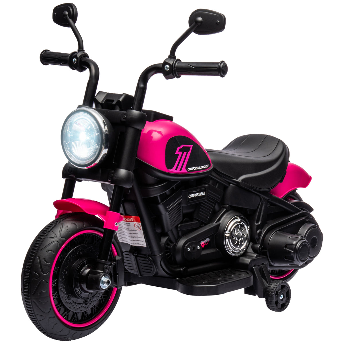 6V Kids Motorcycle with Training Wheels, Foot Pedal, Headlight, Forward/Reverse, Single-Button Start-Toys & Games > Baby & Toddler Toys > Electric Ride-On Toys > Electric Motorcycles-DECOROLALA