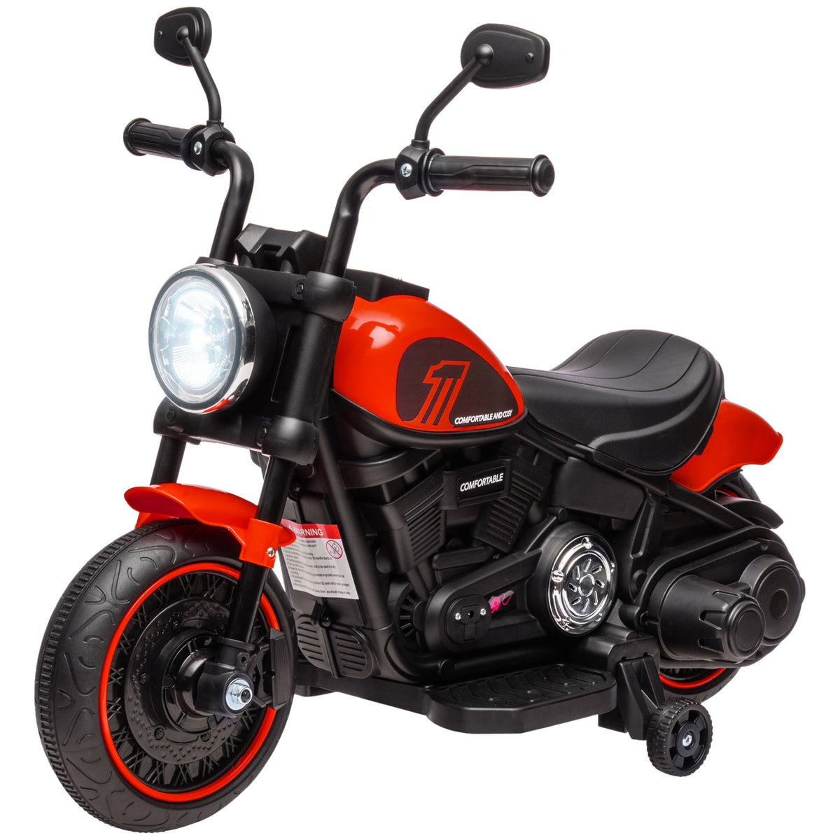 6V Kids Motorcycle with Training Wheels, Foot Pedal, Headlight, Forward/Reverse, Single-Button Start-Toys & Games > Baby & Toddler Toys > Electric Ride-On Toys > Electric Motorcycles-DECOROLALA