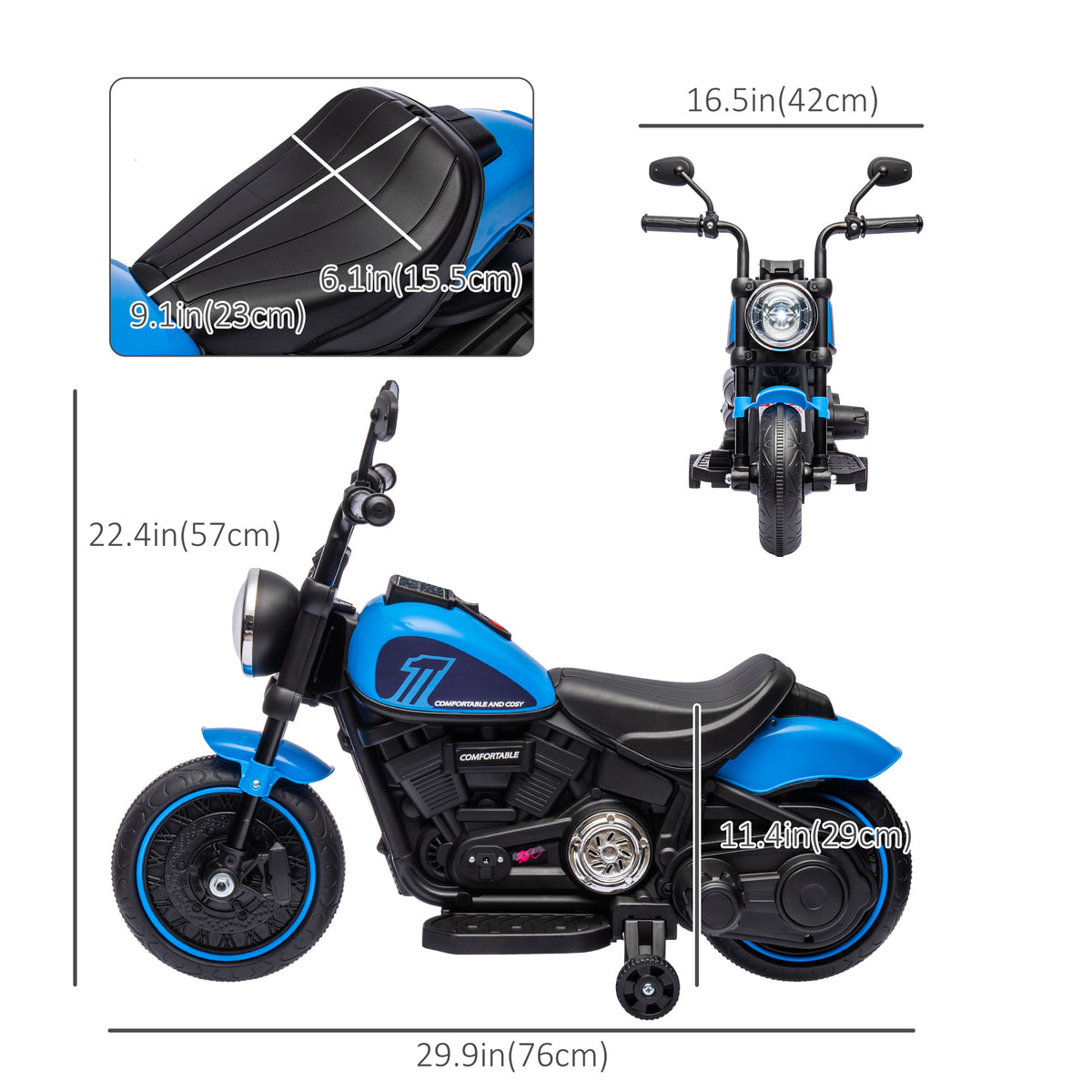 6V Kids Motorcycle with Training Wheels, Foot Pedal, Headlight, Forward/Reverse, Single-Button Start-Toys & Games > Baby & Toddler Toys > Electric Ride-On Toys > Electric Motorcycles-DECOROLALA