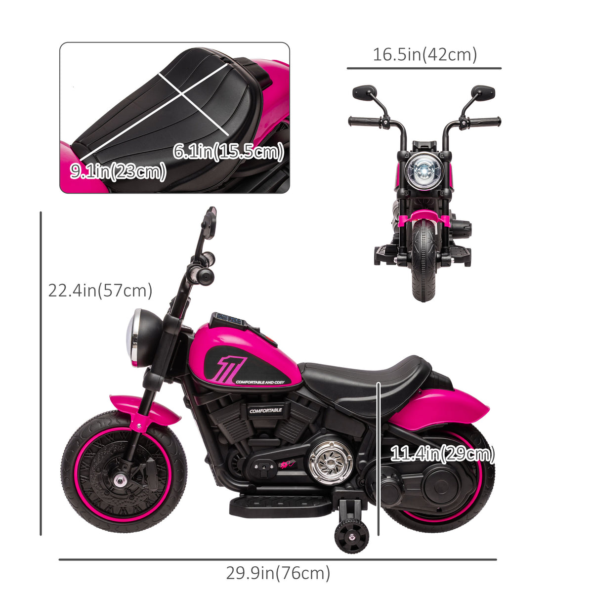 6V Kids Motorcycle with Training Wheels, Foot Pedal, Headlight, Forward/Reverse, Single-Button Start-Toys & Games > Baby & Toddler Toys > Electric Ride-On Toys > Electric Motorcycles-DECOROLALA