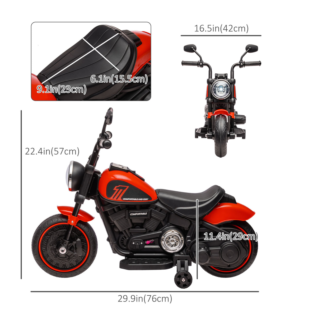6V Kids Motorcycle with Training Wheels, Foot Pedal, Headlight, Forward/Reverse, Single-Button Start-Toys & Games > Baby & Toddler Toys > Electric Ride-On Toys > Electric Motorcycles-DECOROLALA