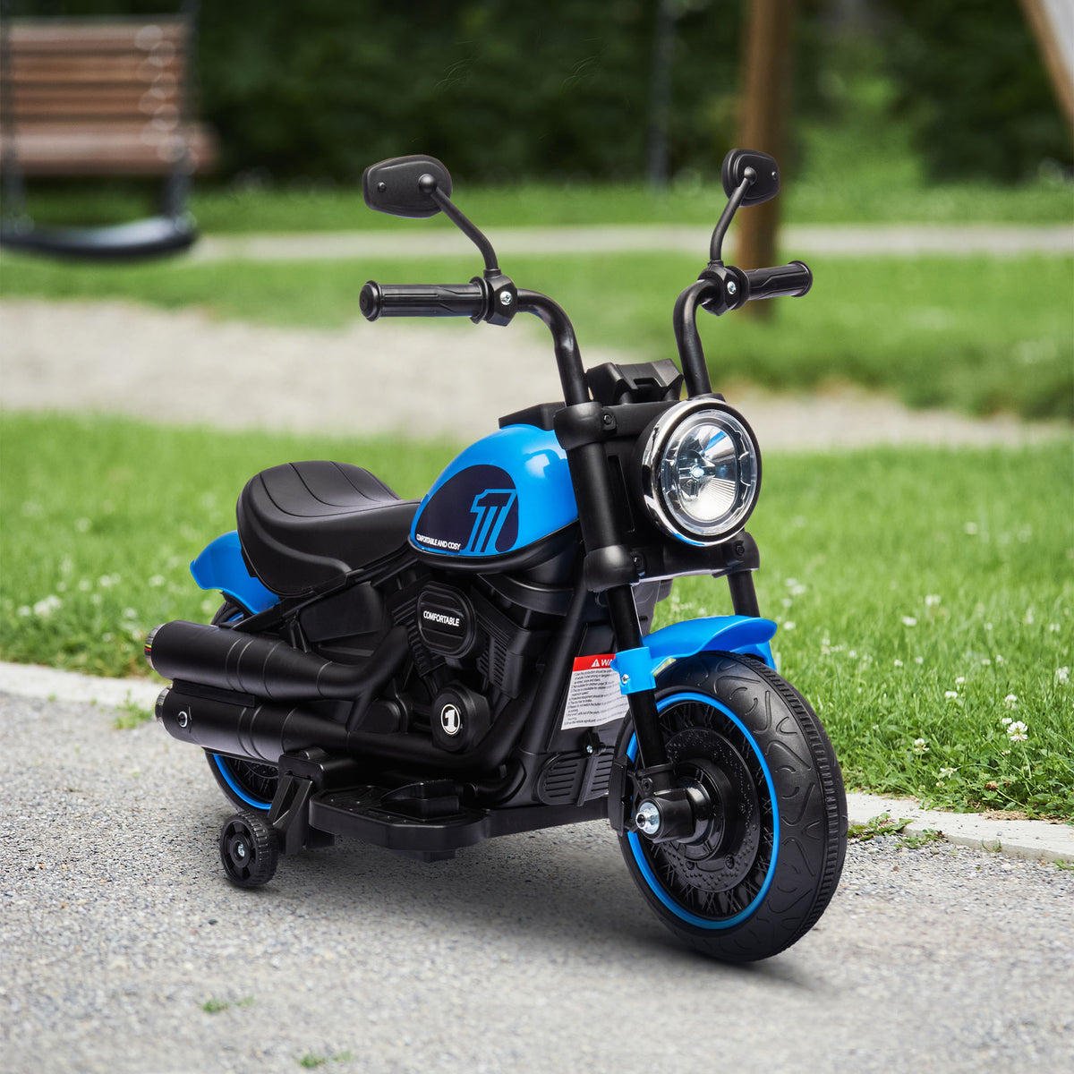 6V Kids Motorcycle with Training Wheels, Foot Pedal, Headlight, Forward/Reverse, Single-Button Start-Toys & Games > Baby & Toddler Toys > Electric Ride-On Toys > Electric Motorcycles-DECOROLALA