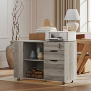 Mobile Filing Cabinet with Power Outlets - Light Gray Brown