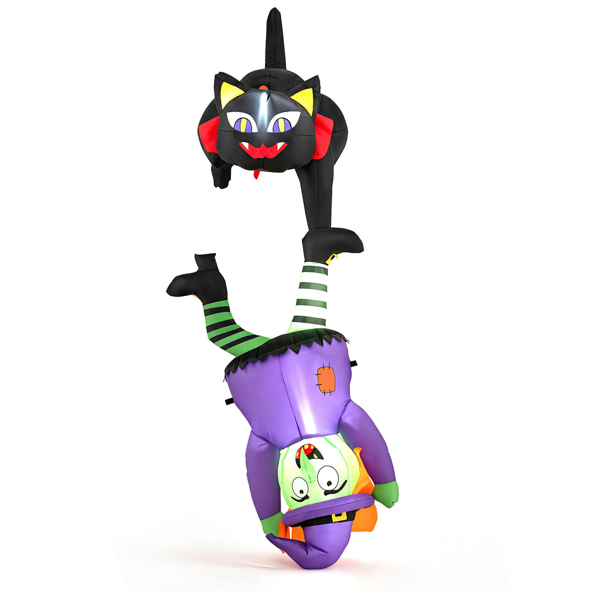6.2 FT Halloween Hanging Inflatable Witch and Black Cat LED Lights-Halloween-DECOROLALA