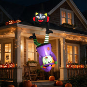 6.2 FT Halloween Hanging Inflatable Witch and Black Cat LED Lights-Halloween Decorations-DECOROLALA