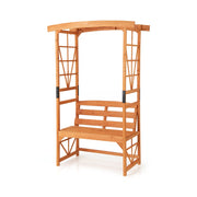 6.2 Feet Tall Patio Garden Arbor with Pergola and 2-Seat Bench for Garden Lawn Backyard Decoration-Yellow-Garden Arbors-DECOROLALA