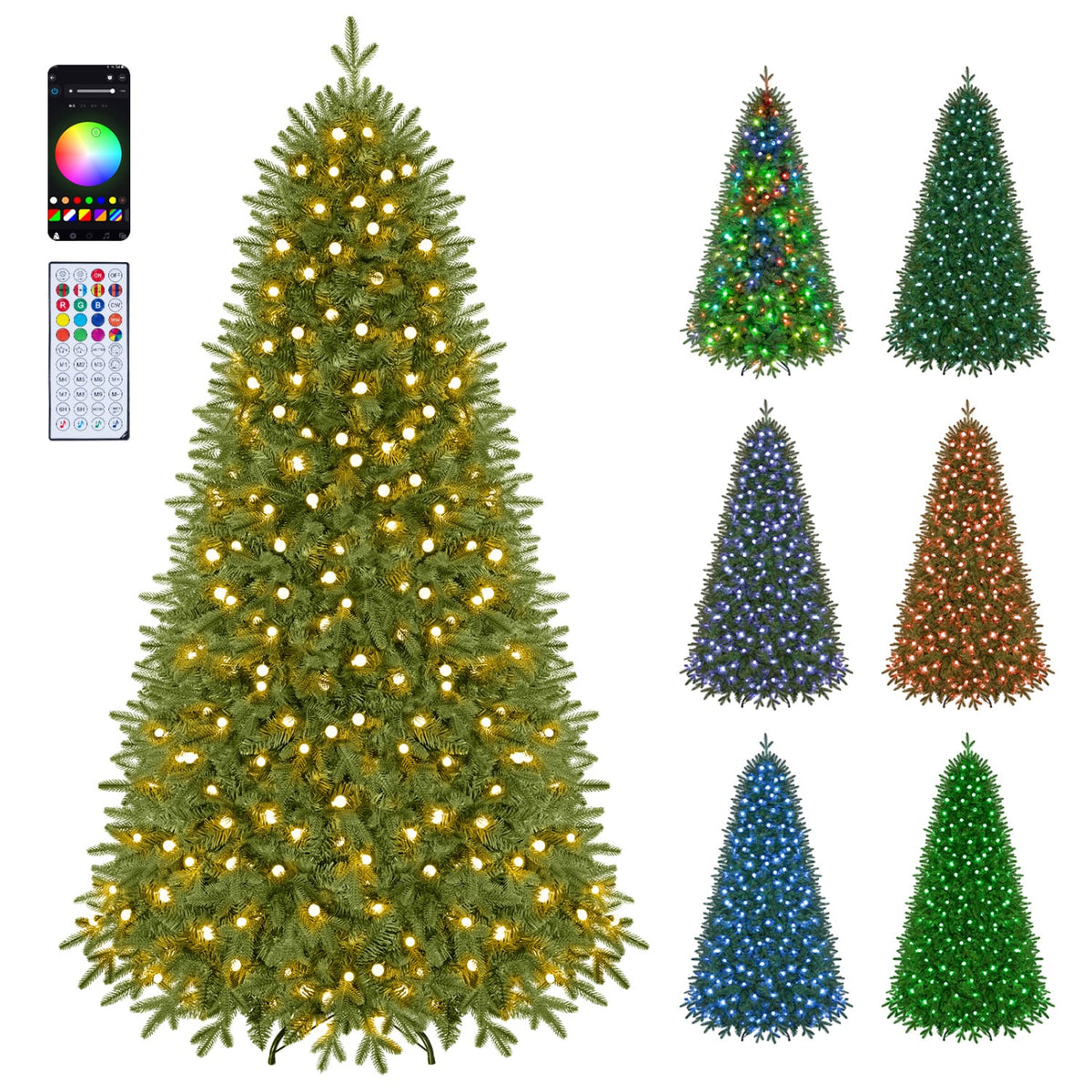 6.3 FT Smart Christmas Tree with 230 Pre-Lit RGB LED Lights-M-Christmas Trees-DECOROLALA
