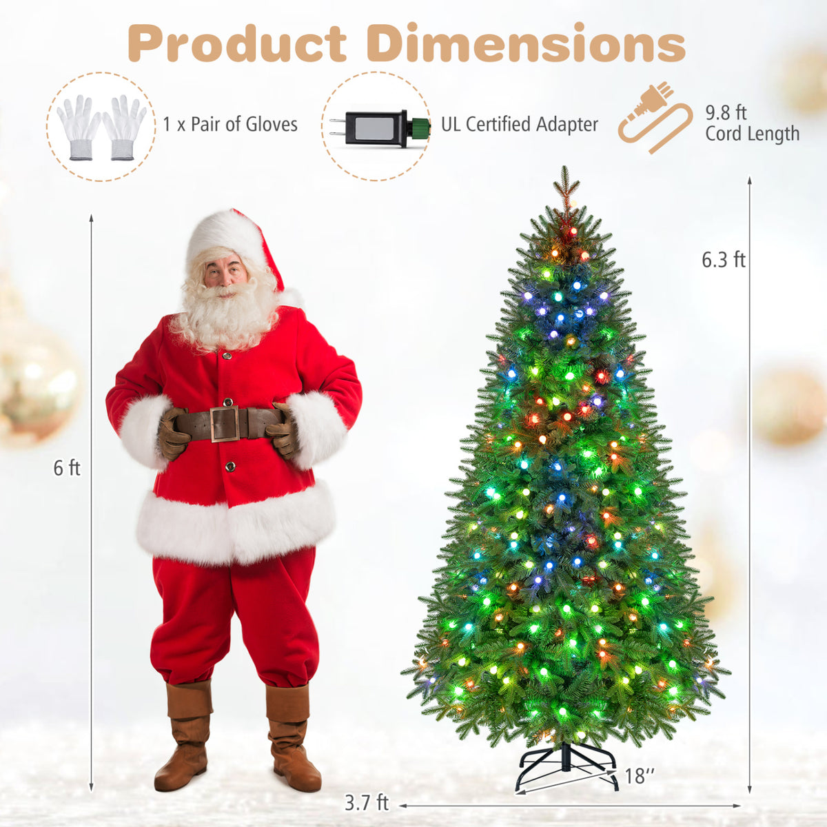 6.3 FT Smart Christmas Tree with 230 Pre-Lit RGB LED Lights-M-Christmas Trees-DECOROLALA