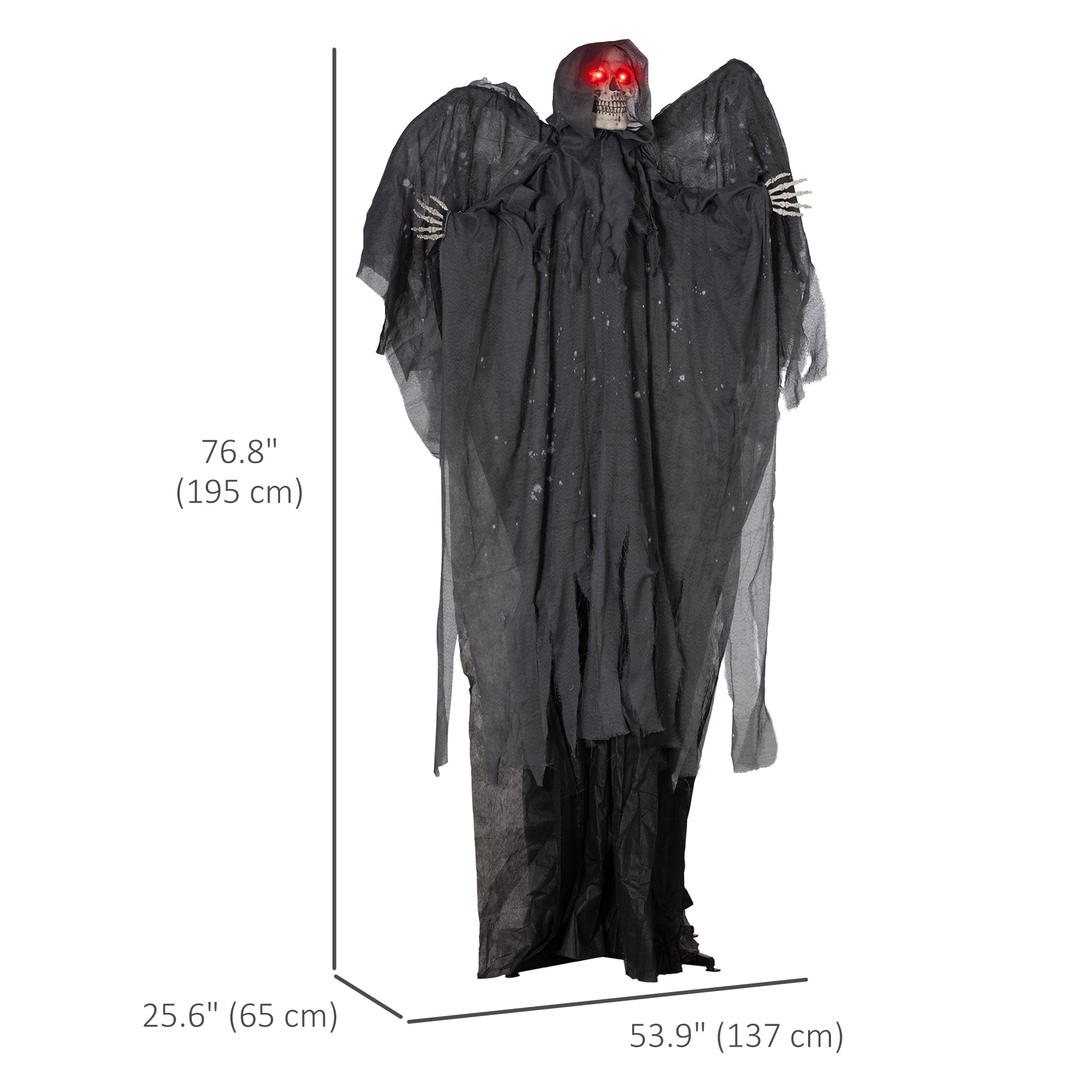 6.4' Animated Winged Grim Reaper Halloween Prop - Grey-Home Furnishings > Holiday & Seasonal > Halloween Decorations-DECOROLALA