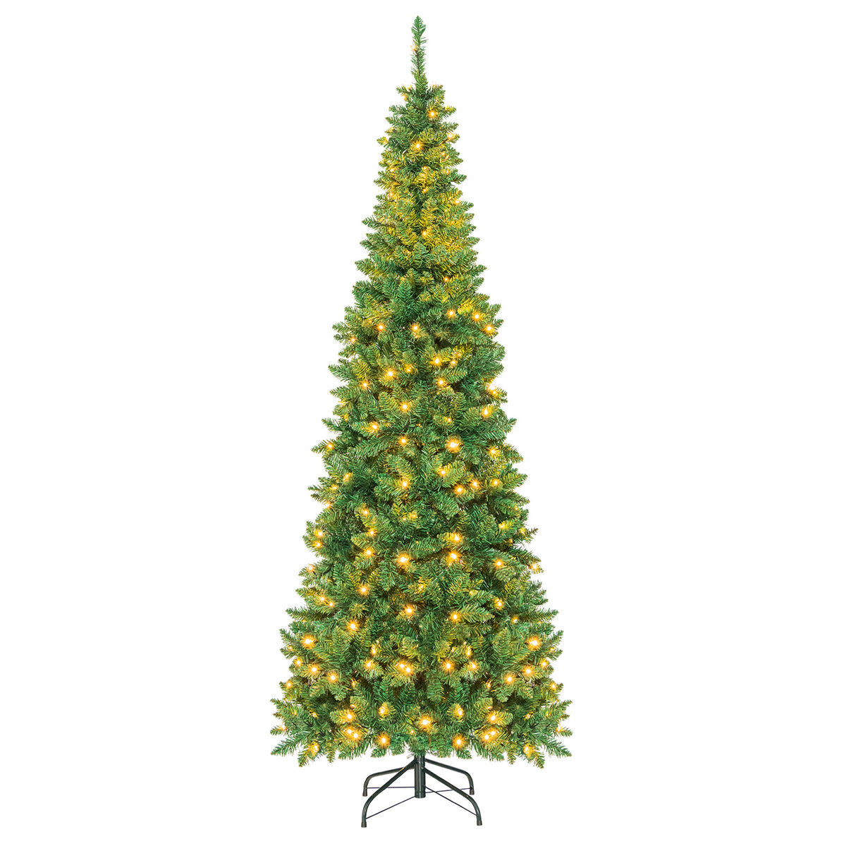 6.5' / 7.5' Pre-Lit Hinged Artificial Pencil Christmas Tree-7.5 ft-Christmas Trees-DECOROLALA