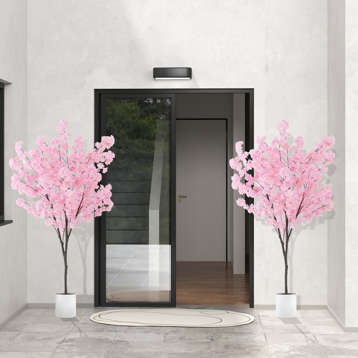 6.5 FT Tall Artificial Cherry Blossom Tree with 900 Pink Flowers-Artificial Plants-DECOROLALA