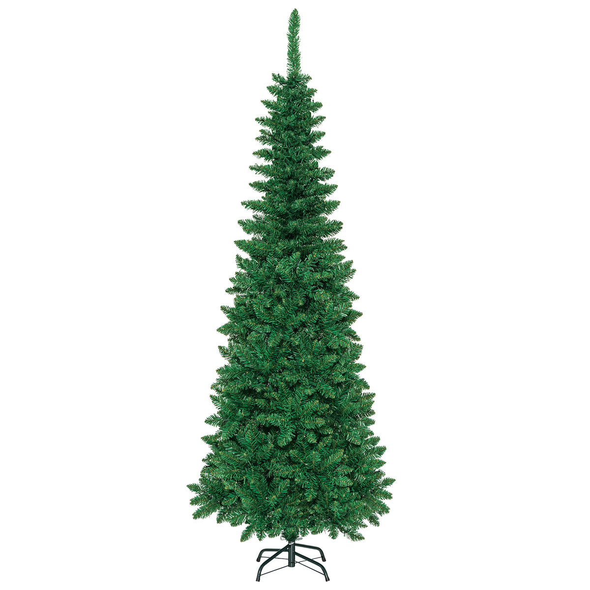 6.5 Feet Pre-Lit Hinged Artificial Pencil Christmas Tree-6.5 ft-Christmas Trees-DECOROLALA