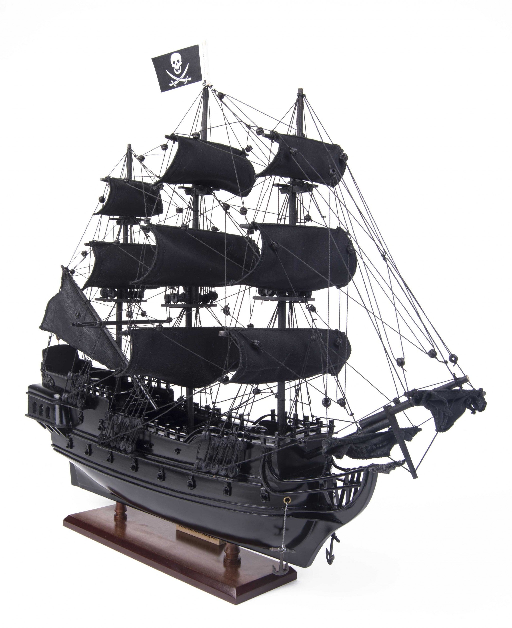 6.5" X 20" X 19"Black Pearl Pirate Ship-Sculptures-DECOROLALA
