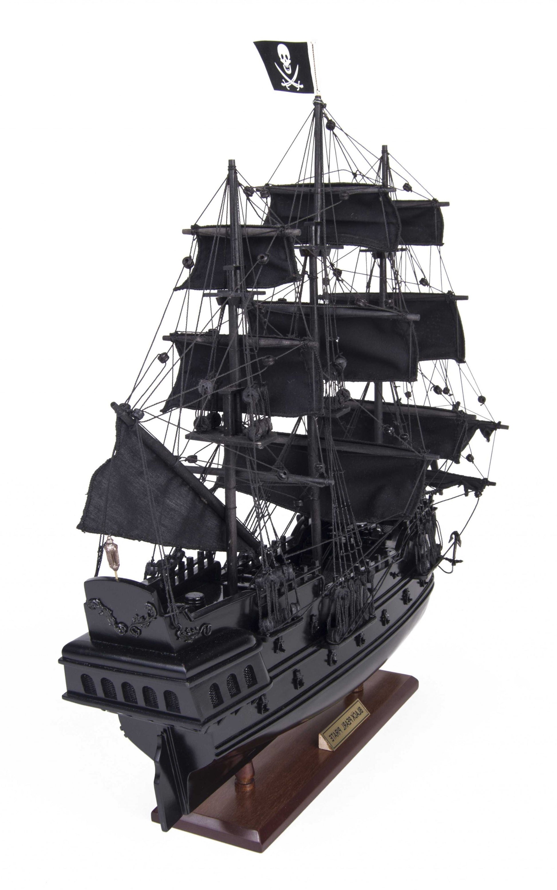 6.5" X 20" X 19"Black Pearl Pirate Ship-Sculptures-DECOROLALA