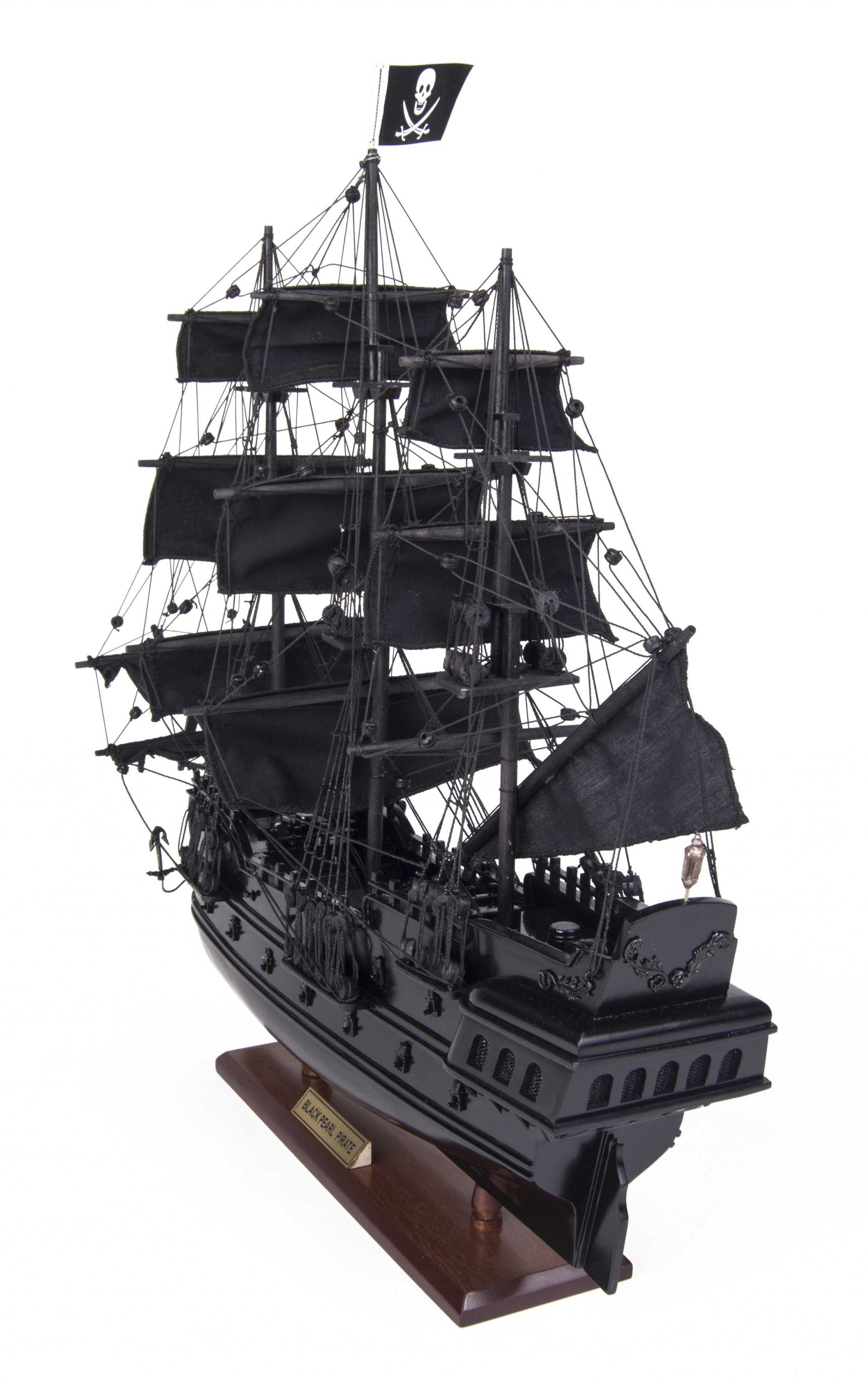 6.5" X 20" X 19"Black Pearl Pirate Ship-Sculptures-DECOROLALA
