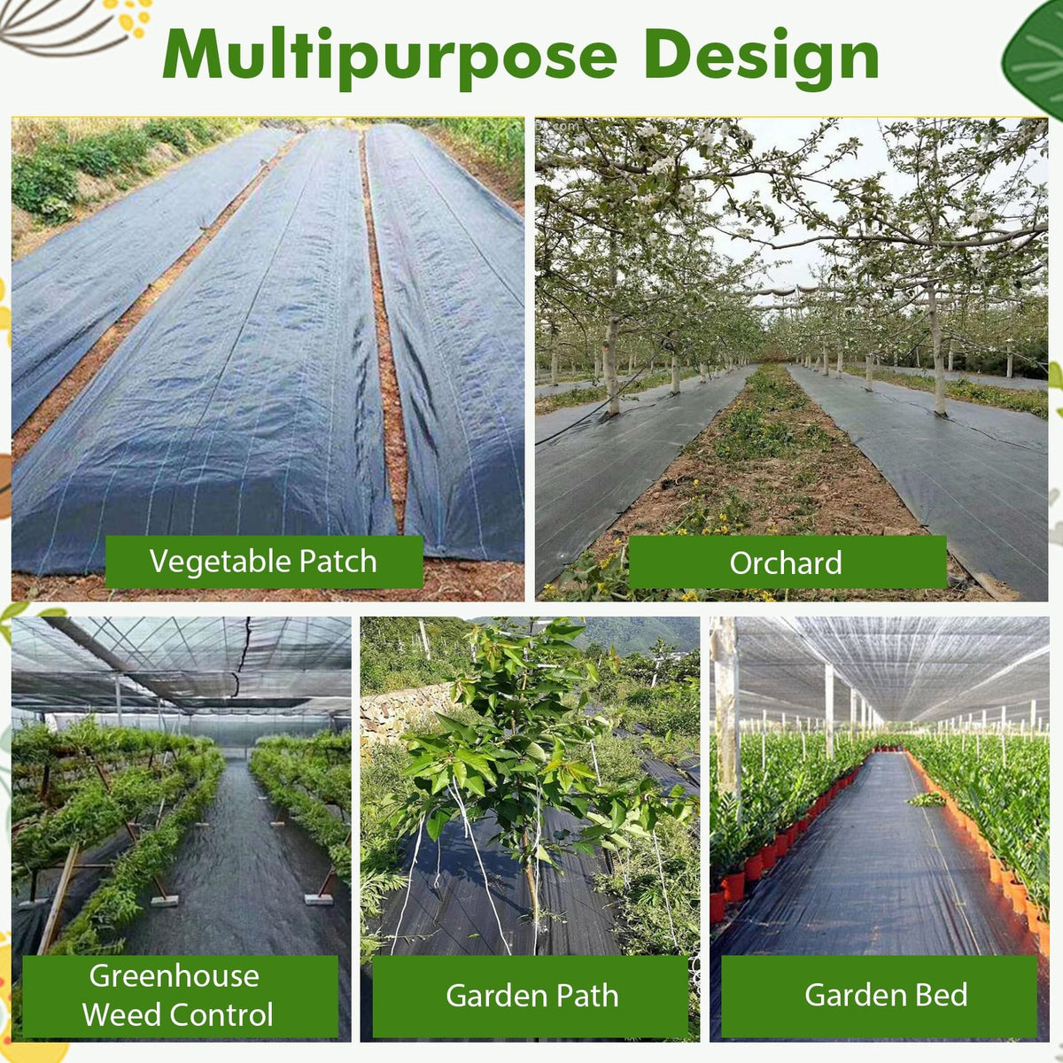6.5 x 330/4 x 250/6 x 300 Feet Weed Barrier Landscape Fabric-6 ft-Garden Tools-DECOROLALA
