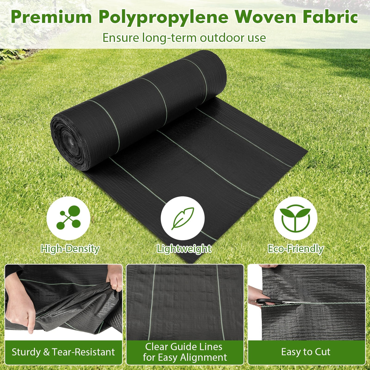 6.5 x 330/4 x 250/6 x 300 Feet Weed Barrier Landscape Fabric-6 ft-Garden Tools-DECOROLALA