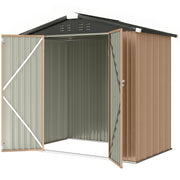 6.5' x 4' Metal Outdoor Storage Shed - Brown 25 sq.ft.-Patio & Garden > Lawn & Garden > Sheds-DECOROLALA