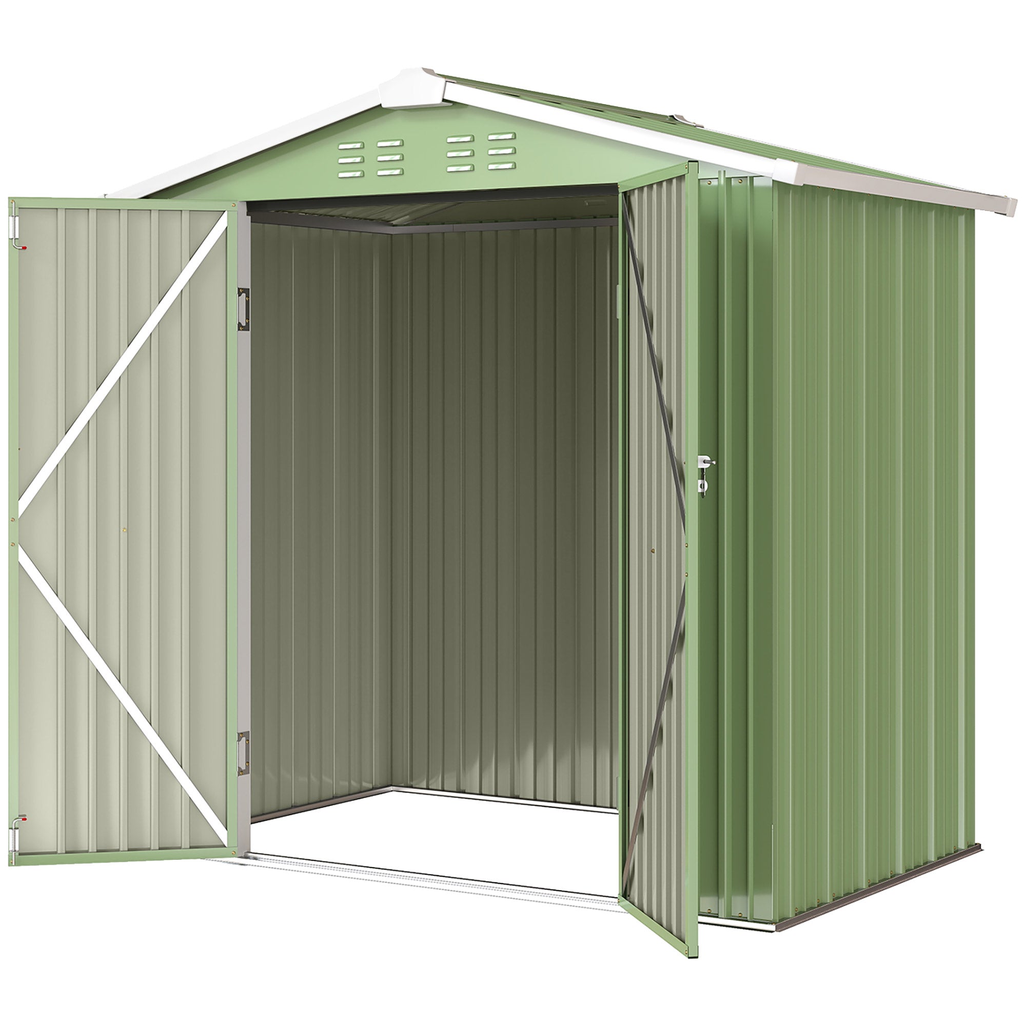 6.5' x 4' Metal Outdoor Storage Shed - Light Green-Patio & Garden > Lawn & Garden > Sheds-DECOROLALA