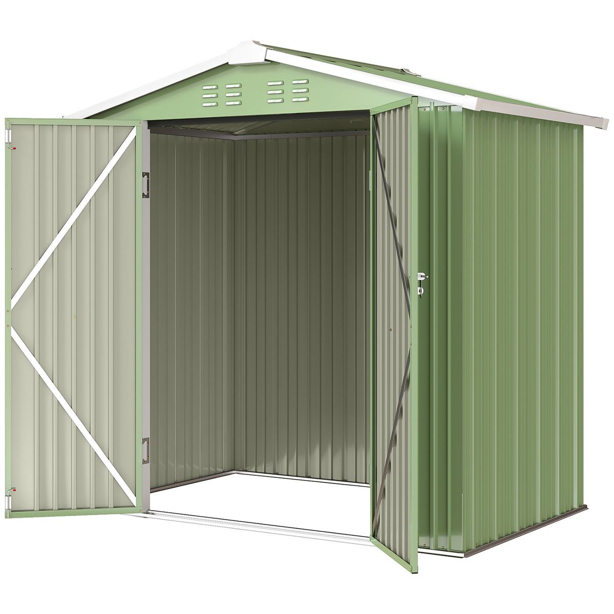 6.5' x 4' Metal Outdoor Storage Shed - Light Green-Storage Sheds-DECOROLALA
