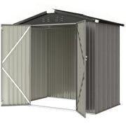 6.5' x 4' Metal Outdoor Storage Shed - Light Grey-Patio & Garden > Lawn & Garden > Sheds-DECOROLALA