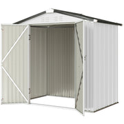 6.5' x 4' Metal Outdoor Storage Shed - Silver-White-Patio & Garden > Lawn & Garden > Sheds-DECOROLALA