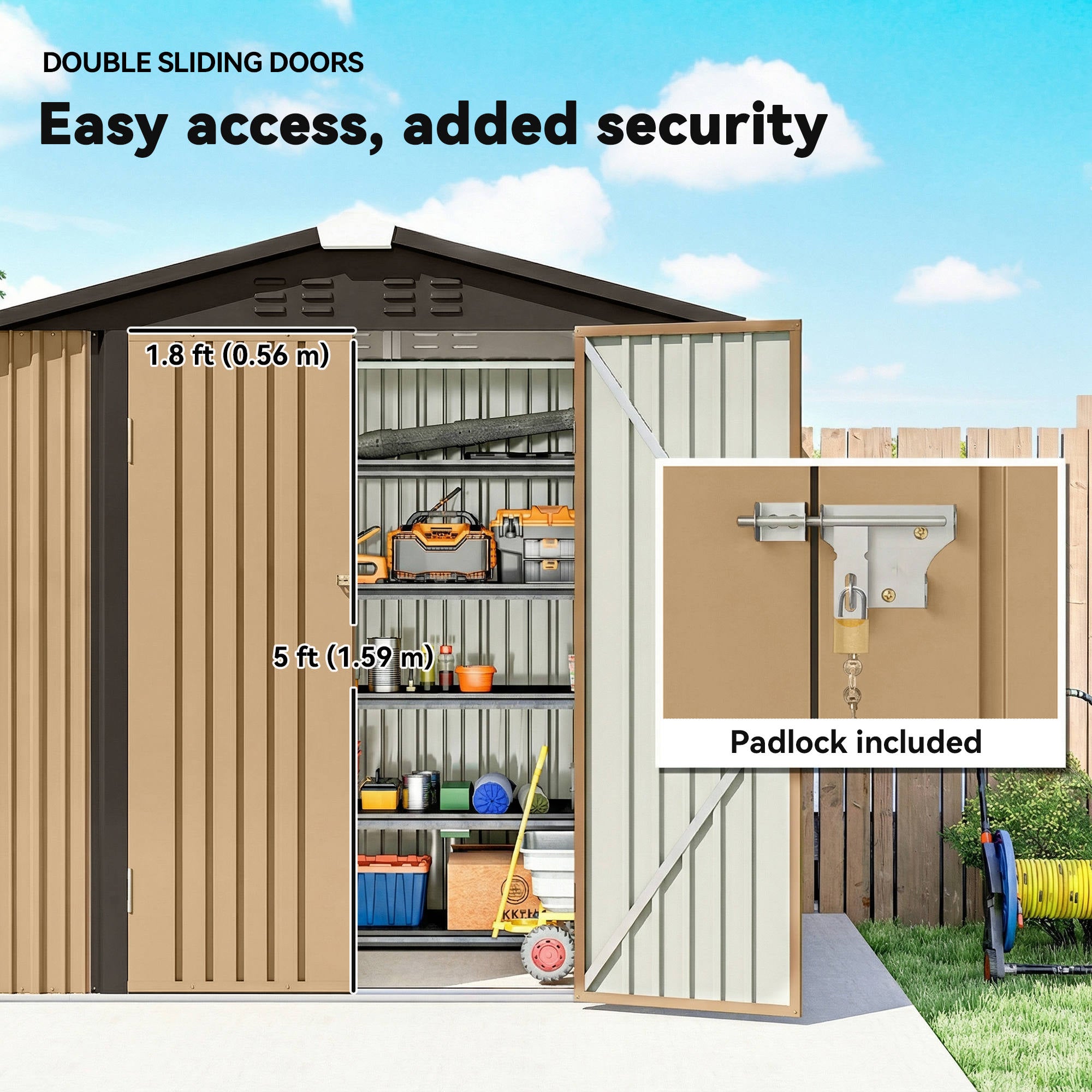 6.5' x 4' Metal Outdoor Storage Shed - Yellow Garden Shed-Patio & Garden > Lawn & Garden > Sheds-DECOROLALA