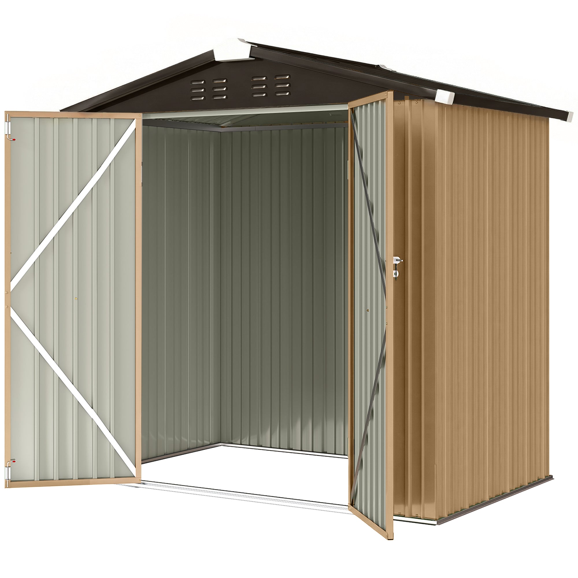 6.5' x 4' Metal Outdoor Storage Shed - Yellow Garden Shed-Patio & Garden > Lawn & Garden > Sheds-DECOROLALA