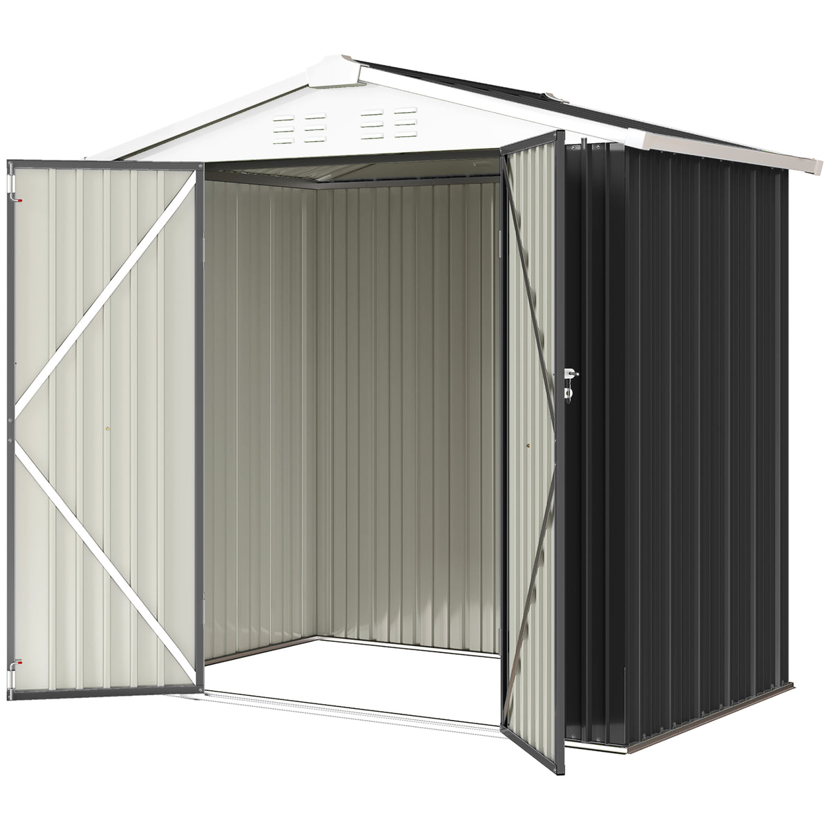 6.5' x 4' Outdoor Metal Storage Shed - Dark Grey-Patio & Garden > Lawn & Garden > Sheds-DECOROLALA