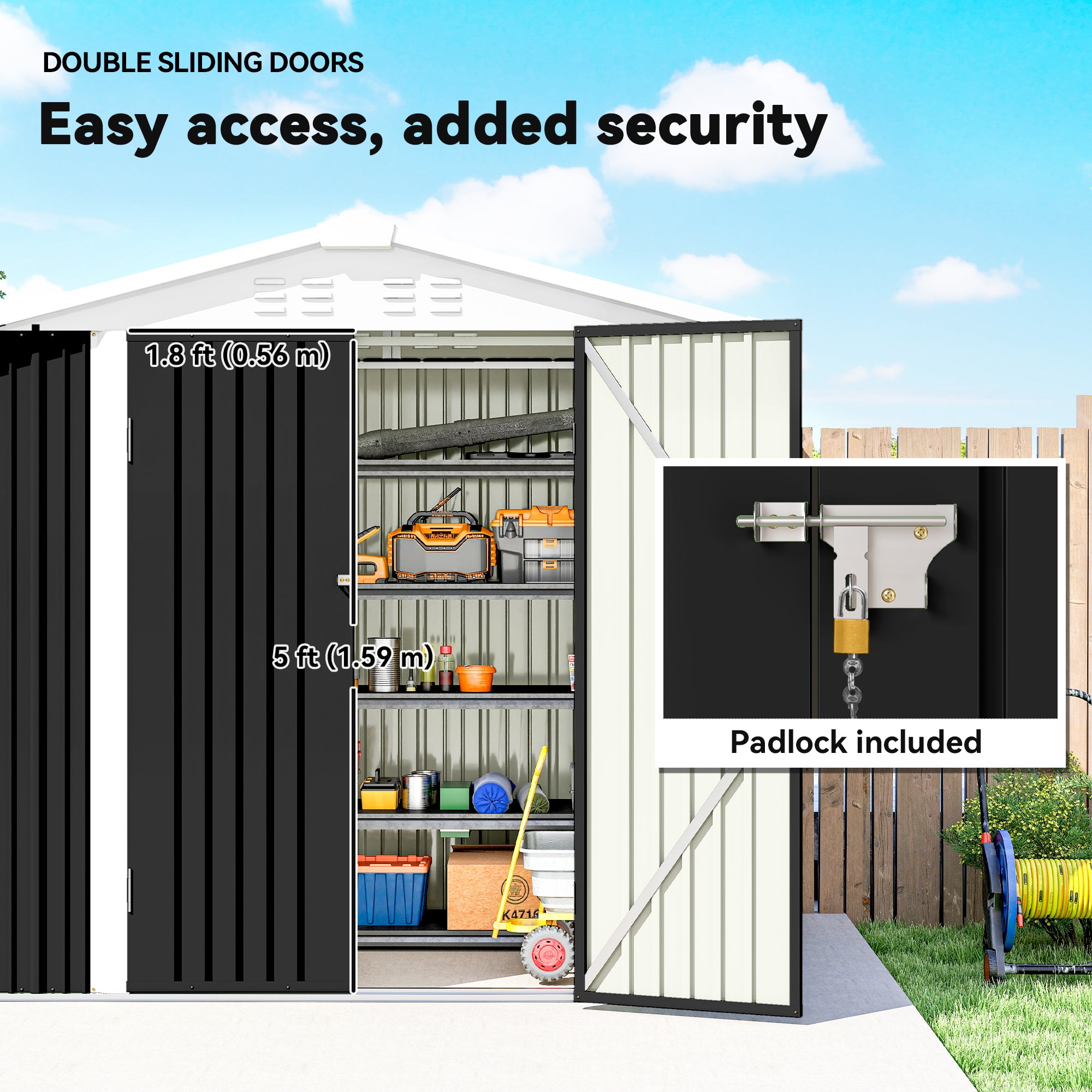 6.5' x 4' Outdoor Metal Storage Shed - Dark Grey-Patio & Garden > Lawn & Garden > Sheds-DECOROLALA