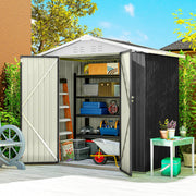 6.5' x 4' Outdoor Metal Storage Shed - Dark Grey-Patio & Garden > Lawn & Garden > Sheds-DECOROLALA