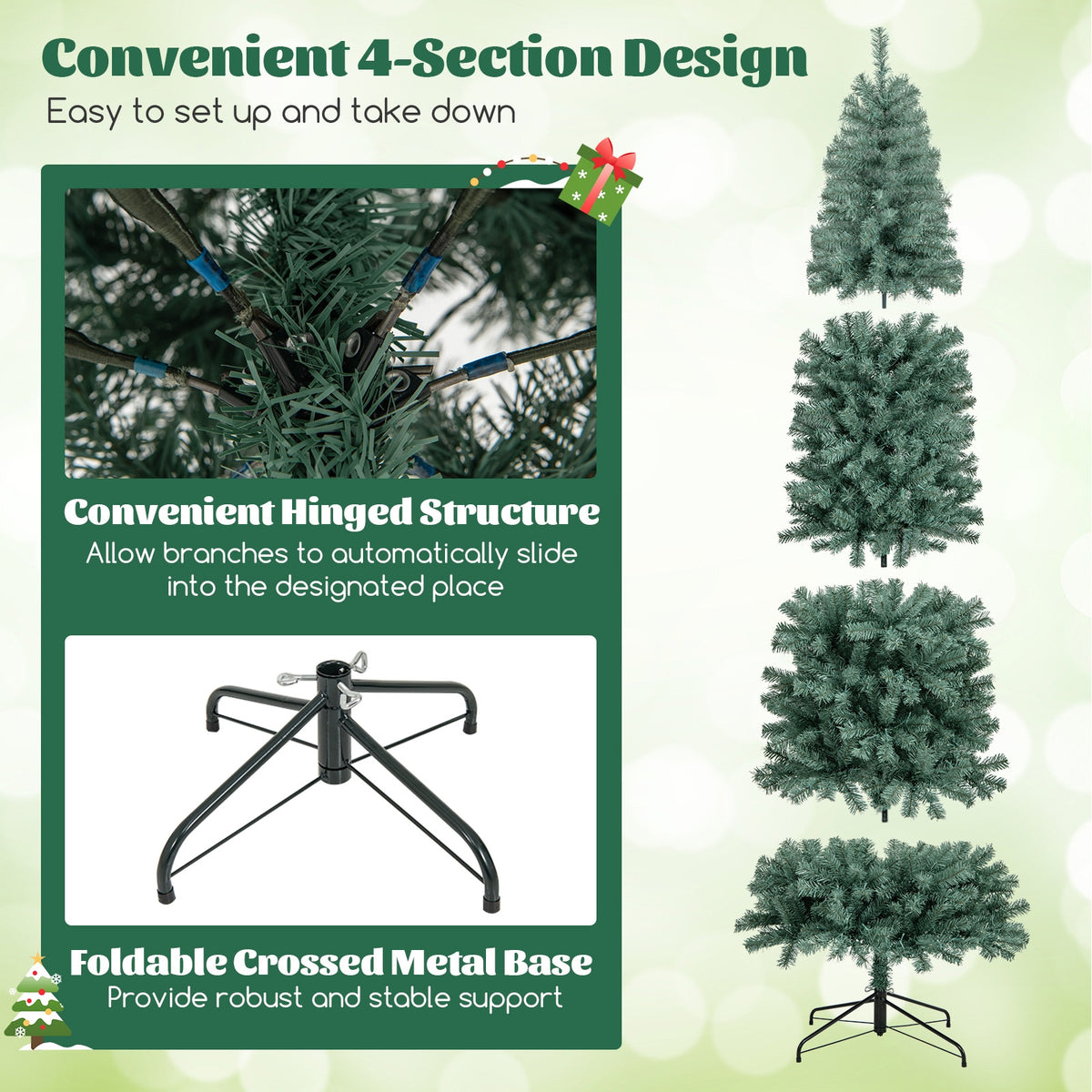 6.5/7.5 Feet Pre-Lit Blue Artificial Christmas Tree Slim with 9 Lighting Modes-9 ft-Christmas Trees-DECOROLALA