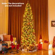 6.5/7.5 Feet Pre-Lit Blue Artificial Christmas Tree Slim with 9 Lighting Modes-9 ft-Christmas Trees-DECOROLALA