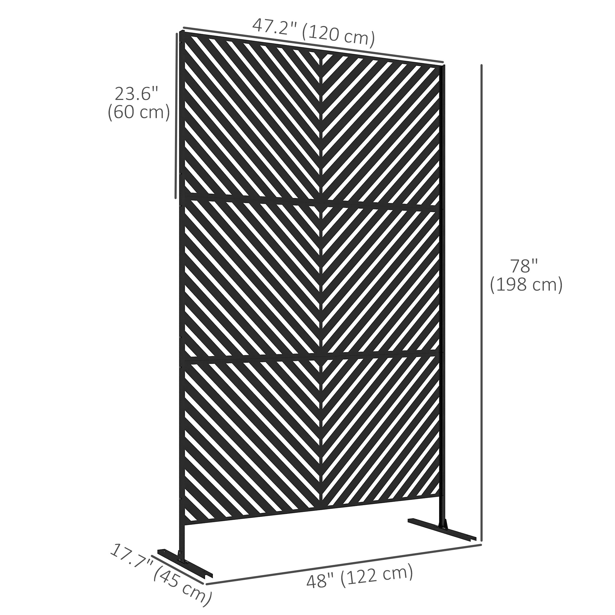 6.5ft Metal Outdoor Privacy Screen - Black Triangle Trellis-DECOROLALA