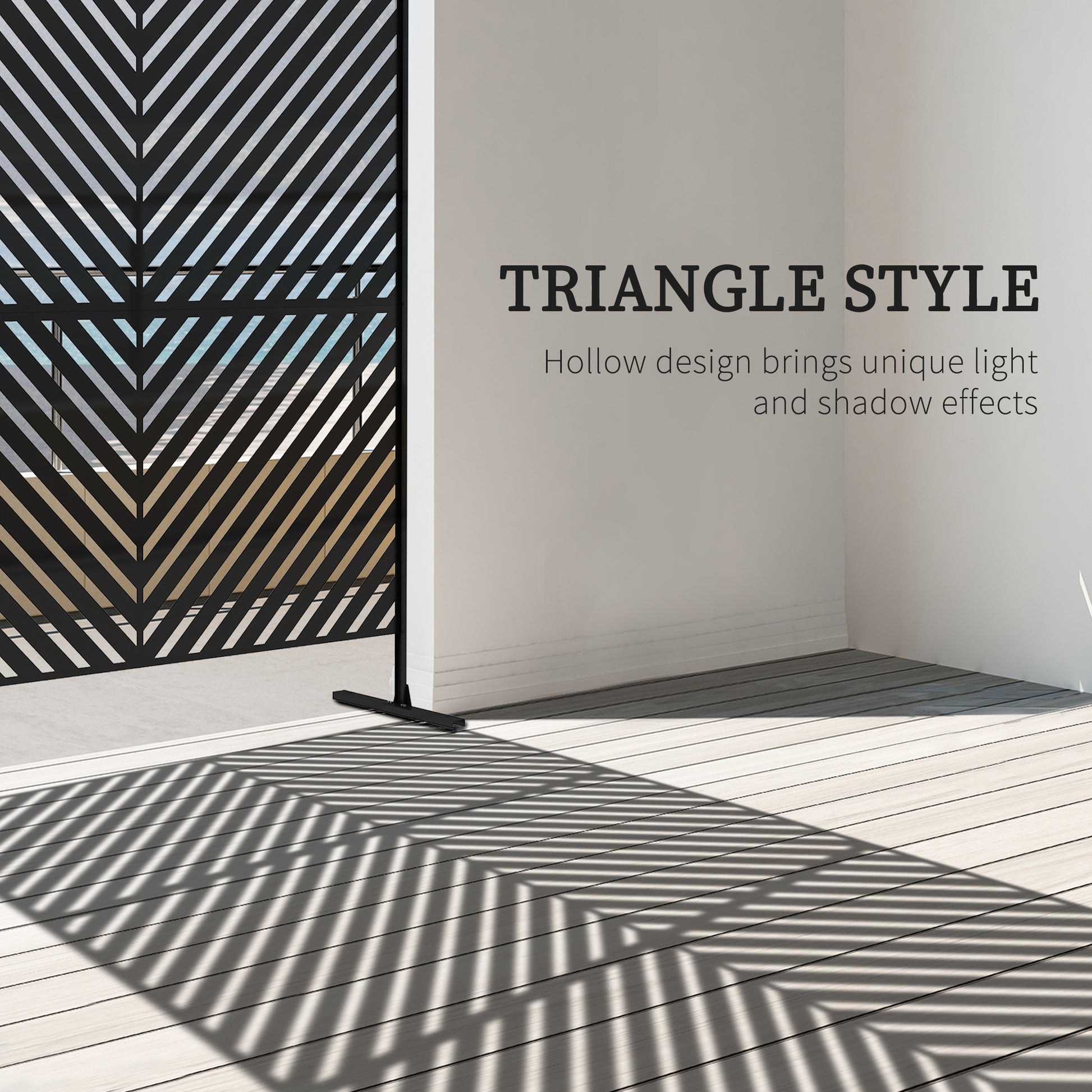 6.5ft Metal Outdoor Privacy Screen - Black Triangle Trellis-DECOROLALA
