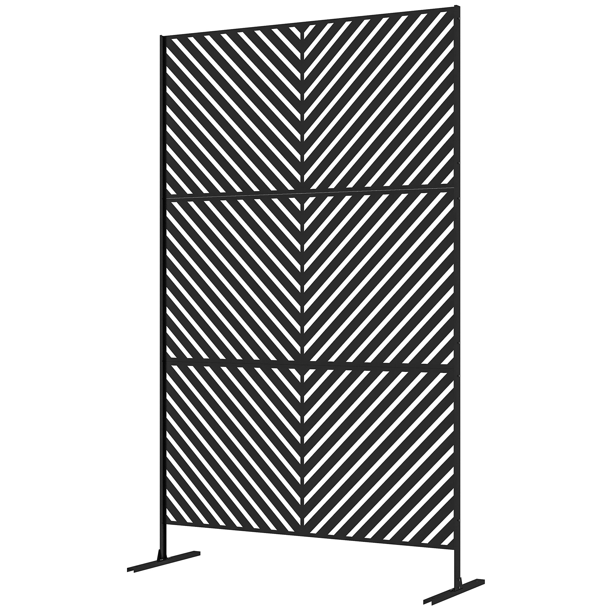 6.5ft Metal Outdoor Privacy Screen - Black Triangle Trellis-DECOROLALA