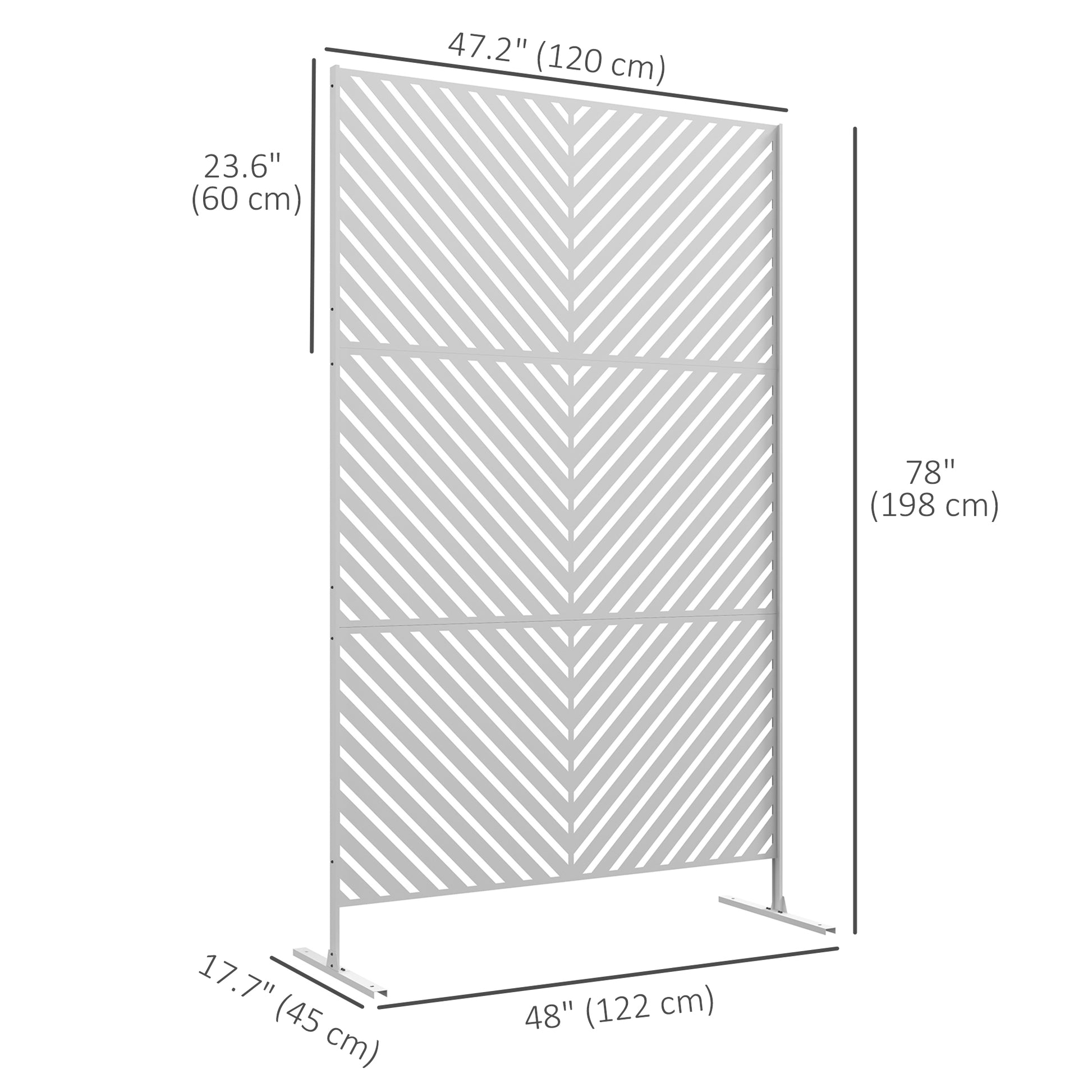 6.5ft Metal Outdoor Privacy Screen - White Steel Trellis-DECOROLALA