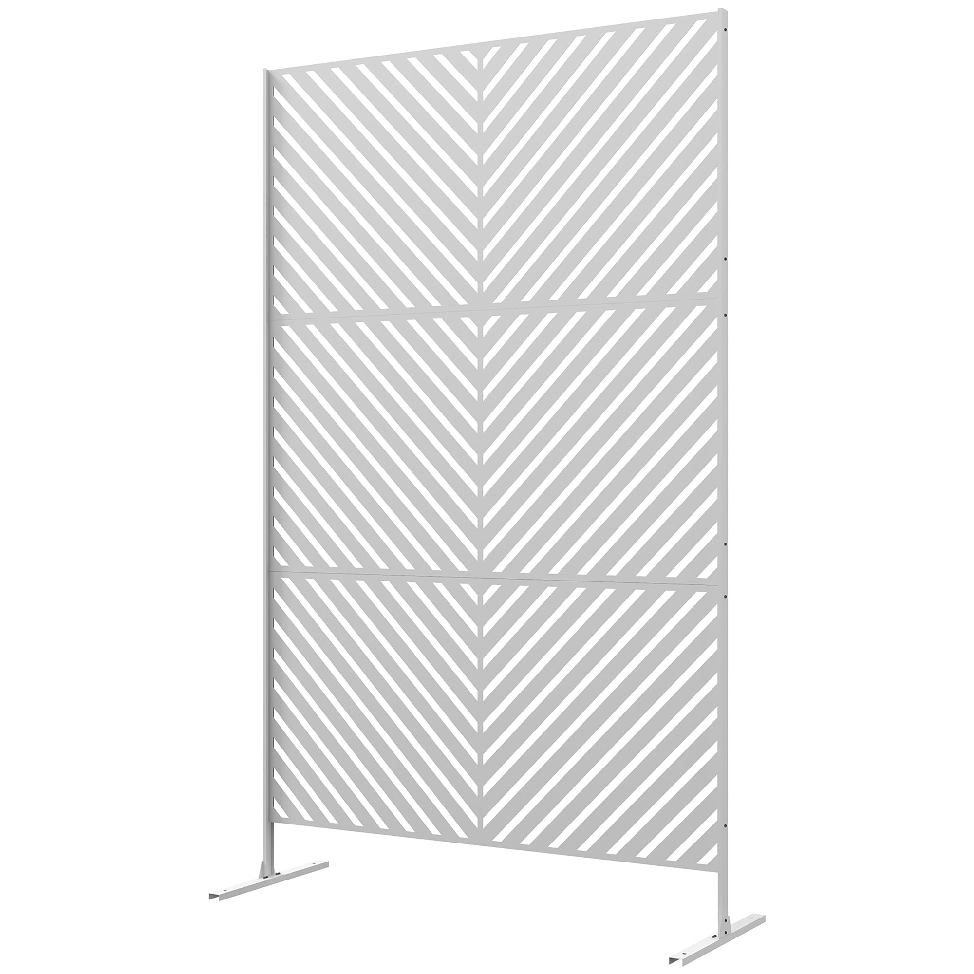 6.5ft Metal Outdoor Privacy Screen - White Steel Trellis-DECOROLALA