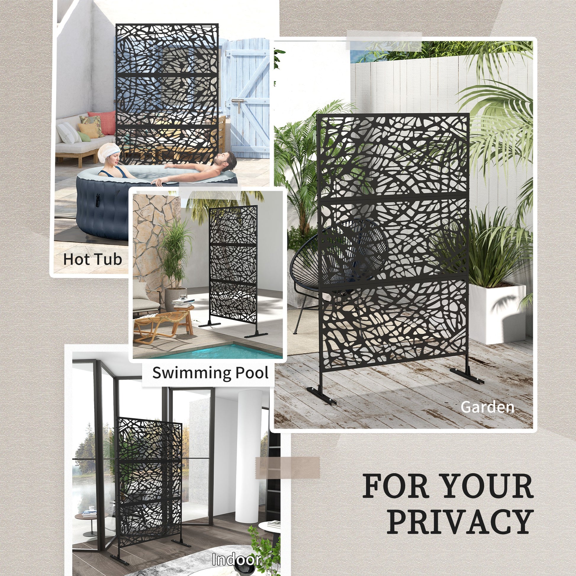 6.5ft Metal Privacy Screen - Twisted Line Outdoor Divider-DECOROLALA
