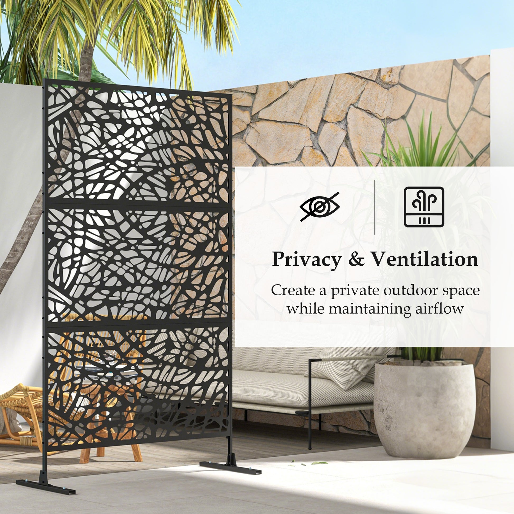 6.5ft Metal Privacy Screen - Twisted Line Outdoor Divider-DECOROLALA