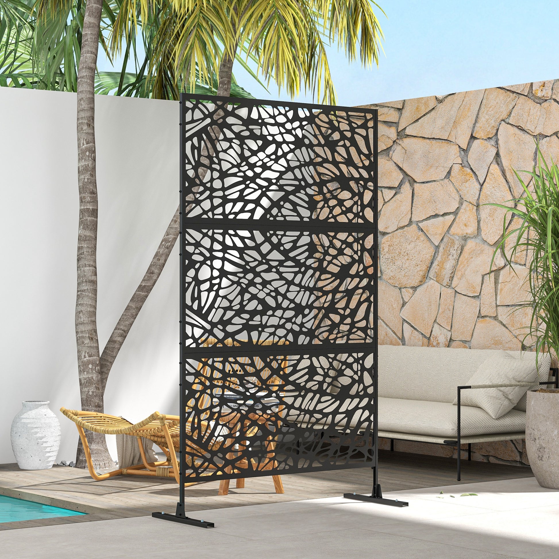 6.5ft Metal Privacy Screen - Twisted Line Outdoor Divider-DECOROLALA