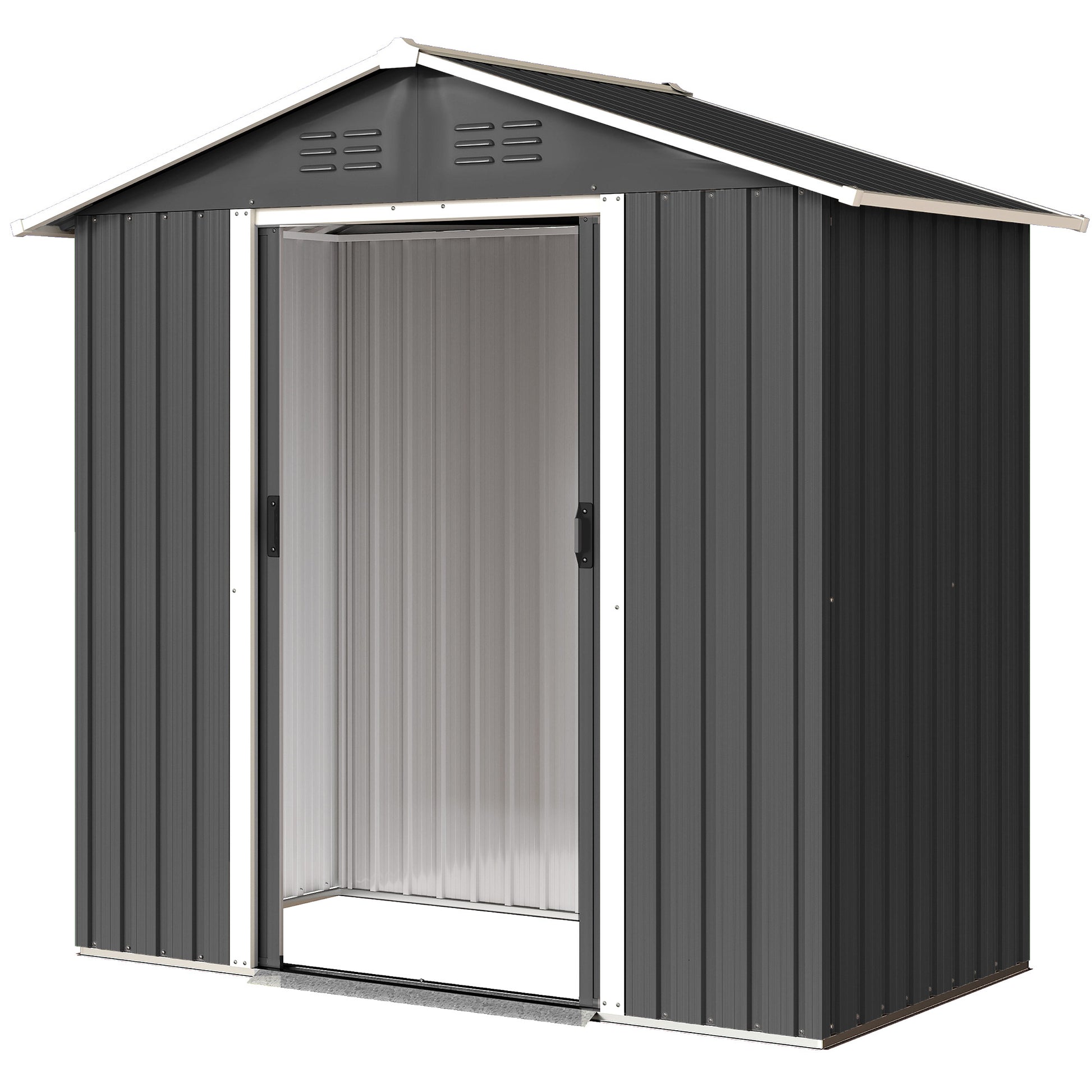 6.5x3.5ft Metal Garden Storage Shed - Dark Grey-Patio & Garden > Lawn & Garden > Sheds-DECOROLALA