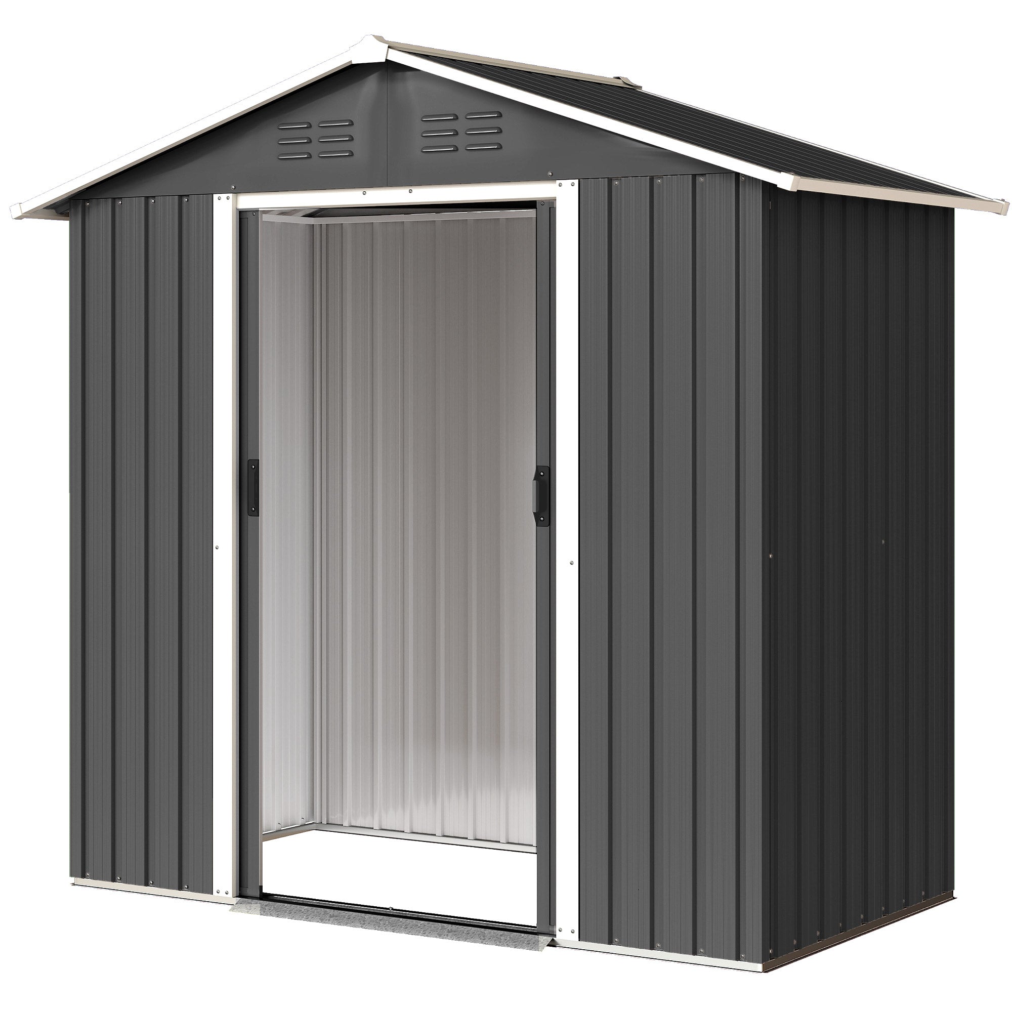 6.5x3.5ft Metal Garden Storage Shed - Dark Grey-Patio & Garden > Lawn & Garden > Sheds-DECOROLALA