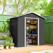 6.5x3.5ft Metal Garden Storage Shed - Dark Grey-Patio & Garden > Lawn & Garden > Sheds-DECOROLALA